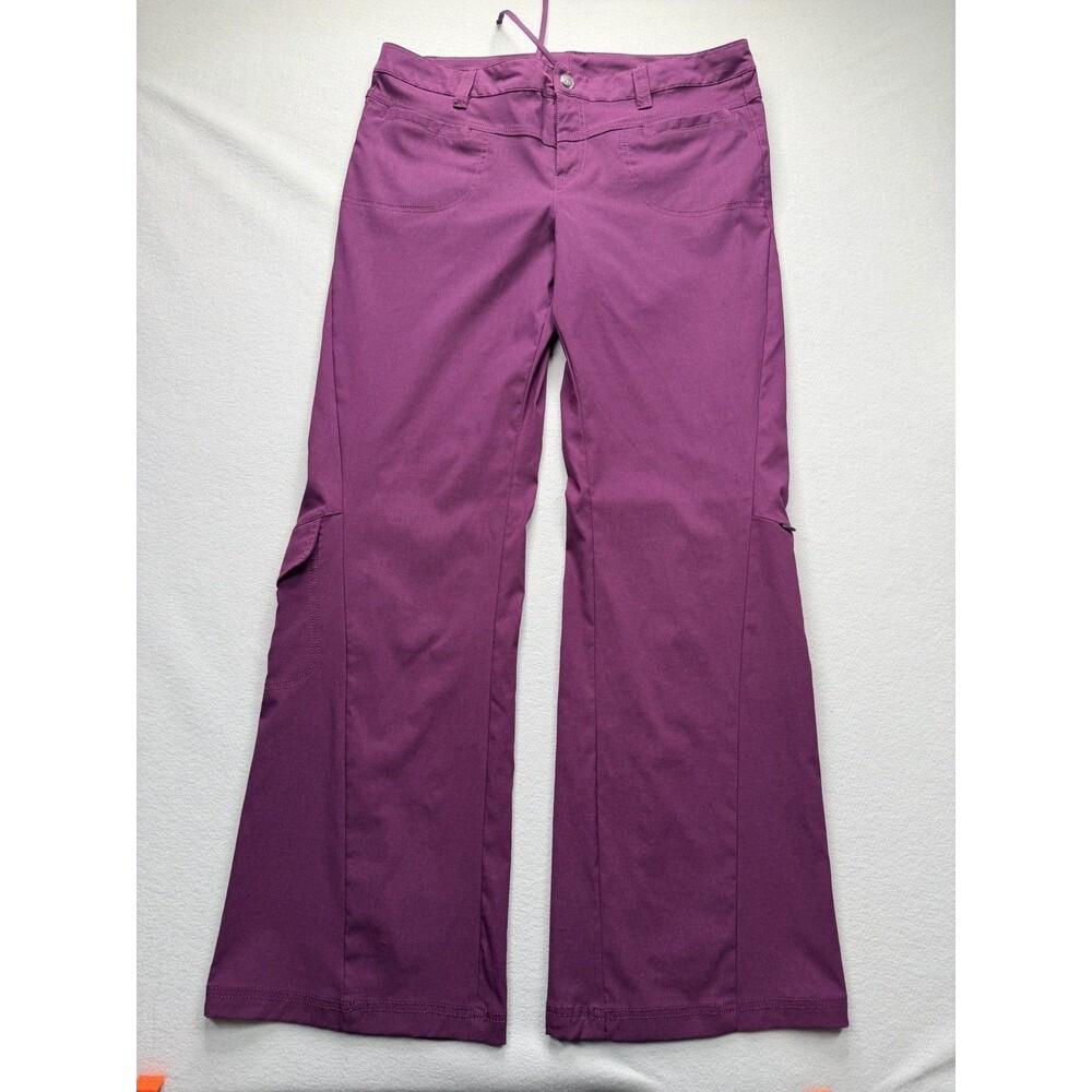 Athleta Low Rise Cargo Pants Women Size 12 Purple Hiking Outdoor Travel Stretch